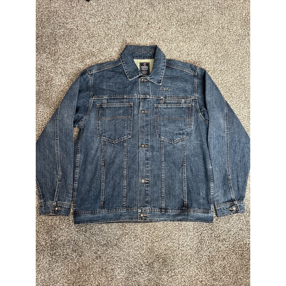 Men’s M Vintage Starbury Stephon Marbury Denim Jacket Blue Y2K Streetwear